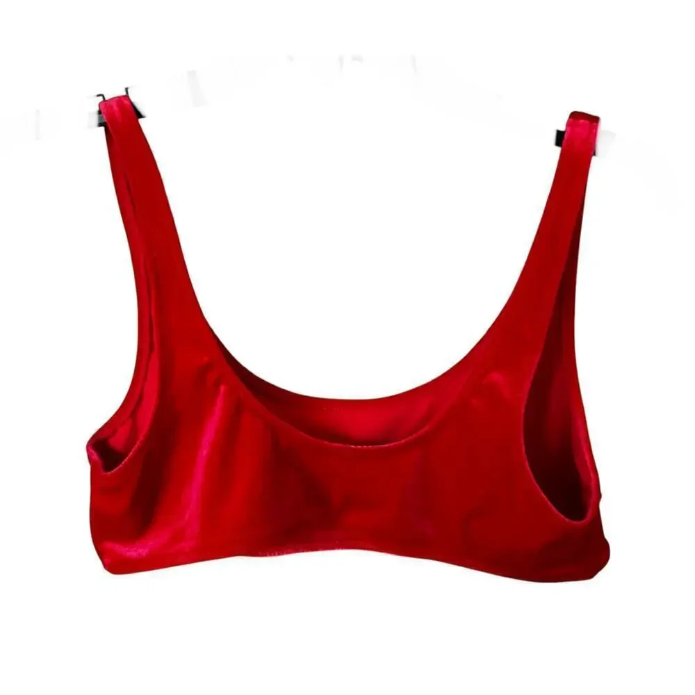 PACSUN Red Velvet cropped Halter tank NWT Sz L